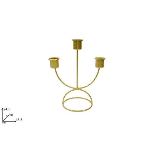 PORTACANDELE  METALLO ORO 3 POSTI 24,5X18,5CM